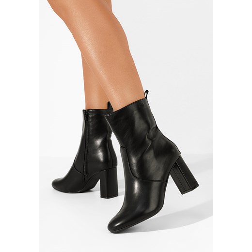 Czarne botki na słupku Belleza ze sklepu Zapatos w kategorii Botki - zdjęcie 163602622