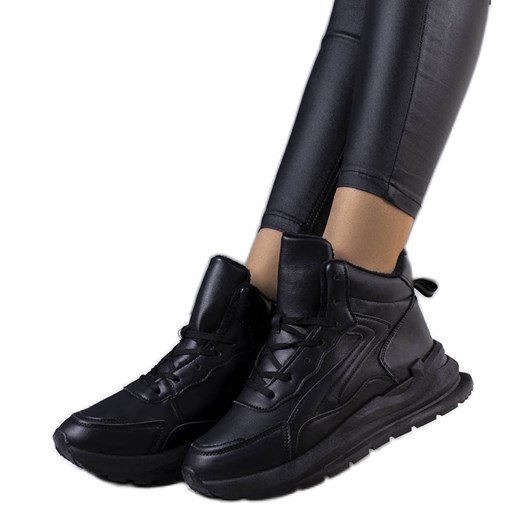 BM Czarne ocieplane sneakersy Tasma Bm 37 ButyModne.pl