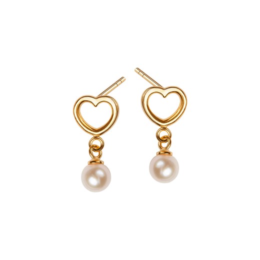Kolczyki srebrne pozłacane z perłami - serce - Pearls ze sklepu YES.pl w kategorii Kolczyki - zdjęcie 163622093