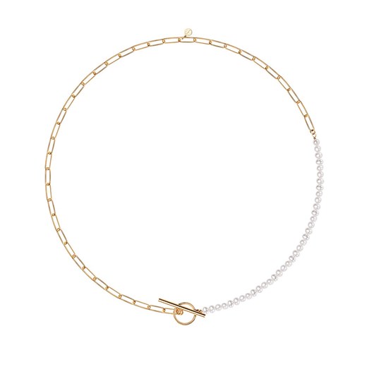 Naszyjnik srebrny pozłacany z perłami - Pearls ze sklepu YES.pl w kategorii Naszyjniki - zdjęcie 163622521