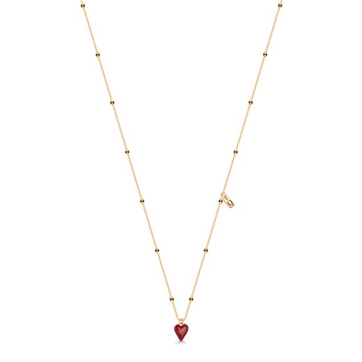 Naszyjnik srebrny pozłacany pokryty czerwoną emalią - serce - Queen of Hearts ze sklepu YES.pl w kategorii Naszyjniki - zdjęcie 163622694
