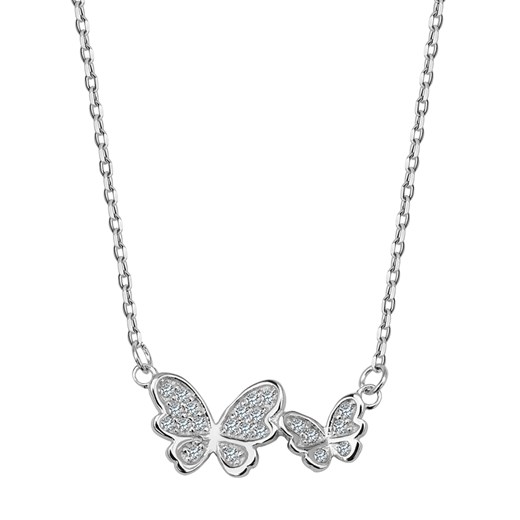 Naszyjnik srebrny z cyrkoniami - motyle - Unique ze sklepu YES.pl w kategorii Naszyjniki - zdjęcie 163622970