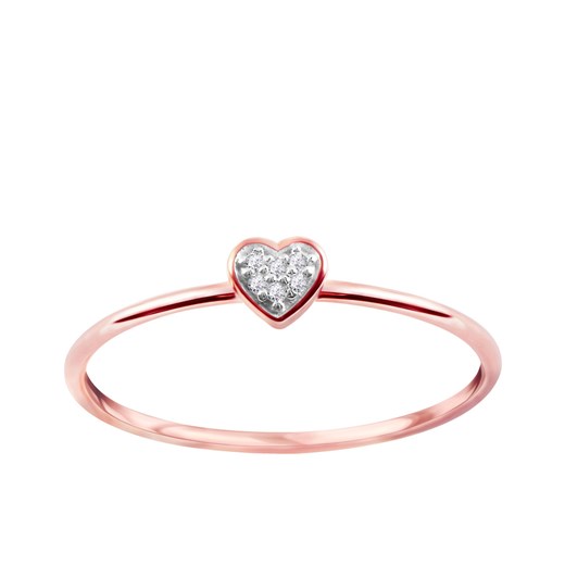 Pierścionek z różowego złota z diamentami - serce ze sklepu YES.pl w kategorii Pierścionki - zdjęcie 163623720