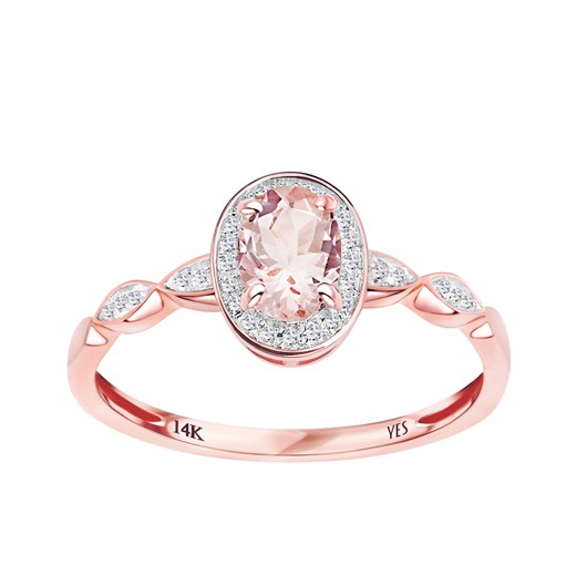 Pierścionek z różowego złota z morganitem i diamentami - Vintage Rose ze sklepu YES.pl w kategorii Pierścionki - zdjęcie 163623730