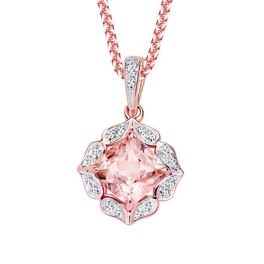 Zawieszka z różowego złota z morganitem i diamentami - Vintage Rose ze sklepu YES.pl w kategorii Zawieszki - zdjęcie 163623983