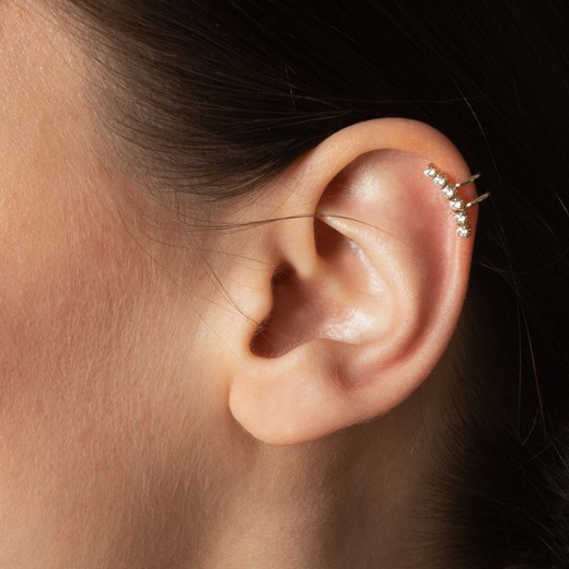 Nausznica złoty z cyrkoniami One Size YES.pl