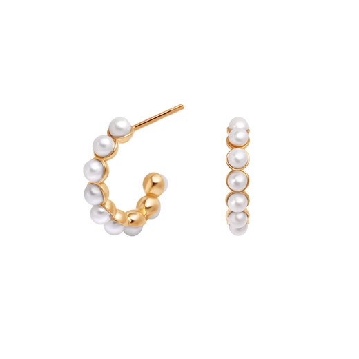 Kolczyki srebrne pozłacane z perłami - Promise ze sklepu YES.pl w kategorii Kolczyki - zdjęcie 163625643