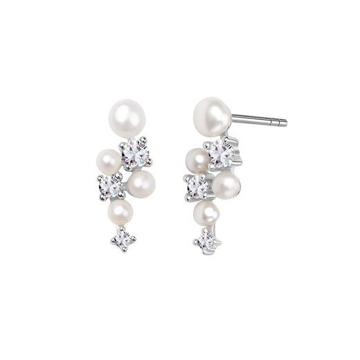 Kolczyki srebrne z perłami i cyrkoniami - Pearls of Sky ze sklepu YES.pl w kategorii Kolczyki - zdjęcie 163625711