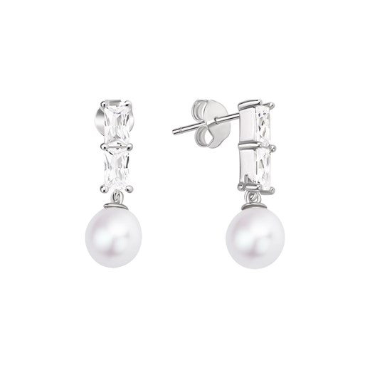 Kolczyki srebrne z perłami i cyrkoniami - Pearls of Sky ze sklepu YES.pl w kategorii Kolczyki - zdjęcie 163625720