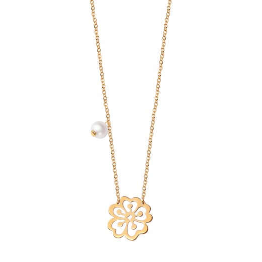 Naszyjnik srebrny pozłacany z perłą - kwiat - Blossom ze sklepu YES.pl w kategorii Naszyjniki - zdjęcie 163626221