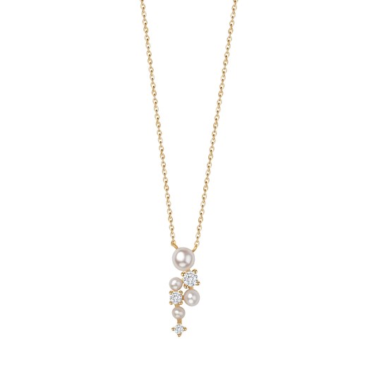 Naszyjnik srebrny pozłacany z perłami i cyrkoniami - Pearls of Sky ze sklepu YES.pl w kategorii Naszyjniki - zdjęcie 163626232