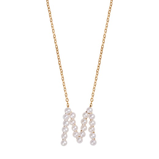 Naszyjnik srebrny pozłacany z perłami - litera M - Pearls ze sklepu YES.pl w kategorii Naszyjniki - zdjęcie 163626244