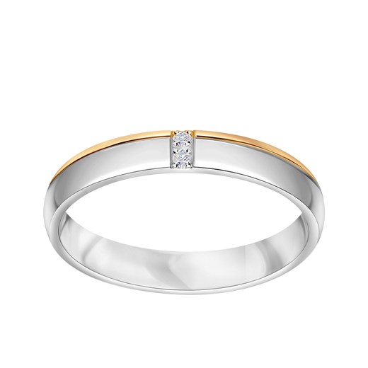 Obrączka z dwukolorowego złota z diamentami ze sklepu YES.pl w kategorii Obrączki - zdjęcie 163626554