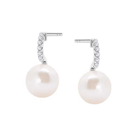 Kolczyki srebrne z perłami i cyrkoniami - Pearls of Sky ze sklepu YES.pl w kategorii Kolczyki - zdjęcie 163626620