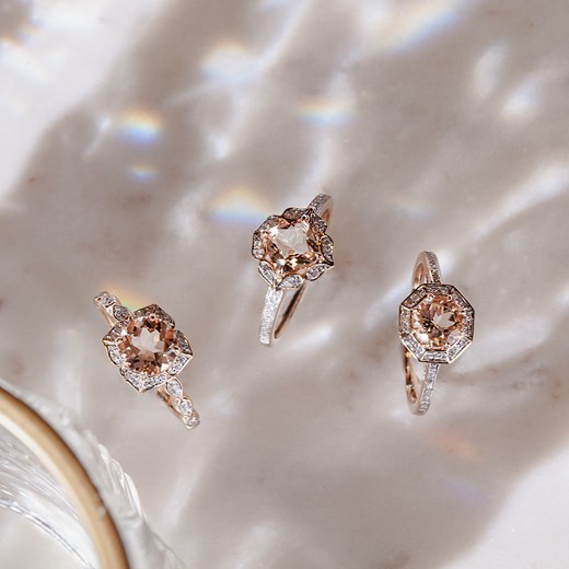 Pierścionek z różowego złota z morganitem i diamentami - Vintage Rose One Size YES.pl