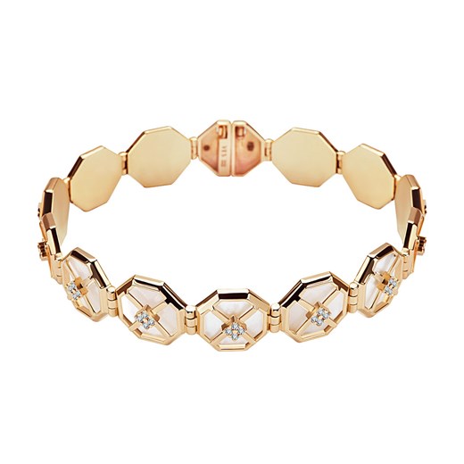 Bransoletka złota z masą perłową i cyrkoniami -Art Deco ze sklepu YES.pl w kategorii Bransoletki - zdjęcie 163628542