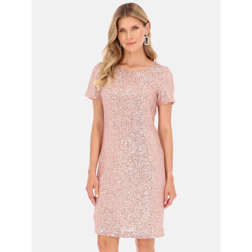 Różowa sukienka wieczorowa cekinowa Potis & Verso Dixi ze sklepu Eye For Fashion w kategorii Sukienki - zdjęcie 163637281