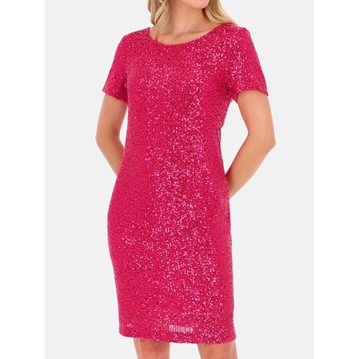 Różowa sukienka wieczorowa cekinowa Potis & Verso Dixi ze sklepu Eye For Fashion w kategorii Sukienki - zdjęcie 163637331