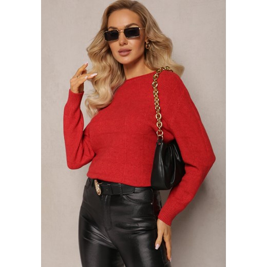 Czerwony Klasyczny Sweter z Miękkiej Dzianiny Tererise ze sklepu Renee odzież w kategorii Swetry damskie - zdjęcie 163639082
