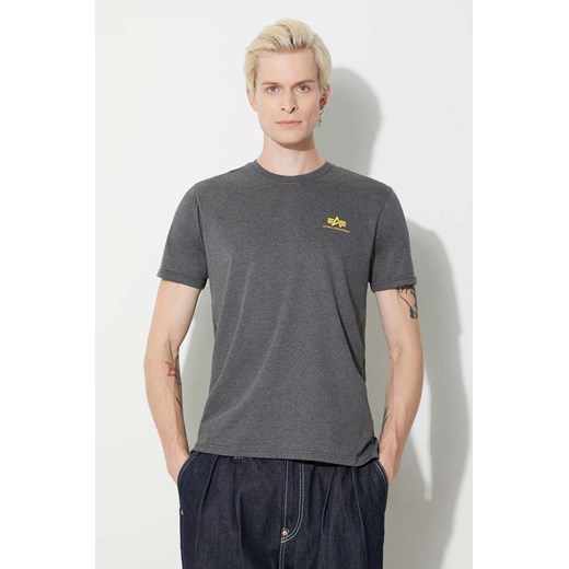 Alpha Industries t-shirt Basic T Small Logo męski kolor szary melanżowy Alpha Industries M promocyjna cena PRM