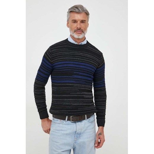 Sisley sweter z domieszką wełny męski kolor szary ze sklepu ANSWEAR.com w kategorii Swetry męskie - zdjęcie 163652053