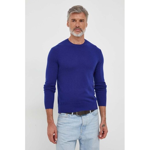 United Colors of Benetton sweter kaszmirowy kolor niebieski lekki ze sklepu ANSWEAR.com w kategorii Swetry męskie - zdjęcie 163652282