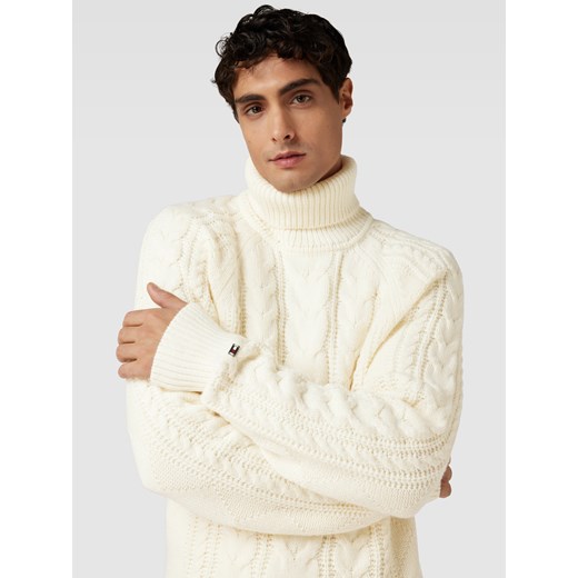Sweter z wywijanym kołnierzem ze ściegiem warkoczowym Tommy Hilfiger XL Peek&Cloppenburg
