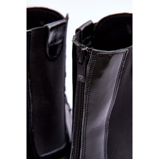 Skórzane Damskie Botki Workery Sznurowane Czarne Nicole 2836 Nicole 40 ButyModne.pl