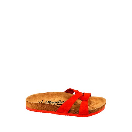 Moosefield Skórzane klapki w kolorze czerwonym ze sklepu Limango Polska w kategorii Klapki damskie - zdjęcie 163666434