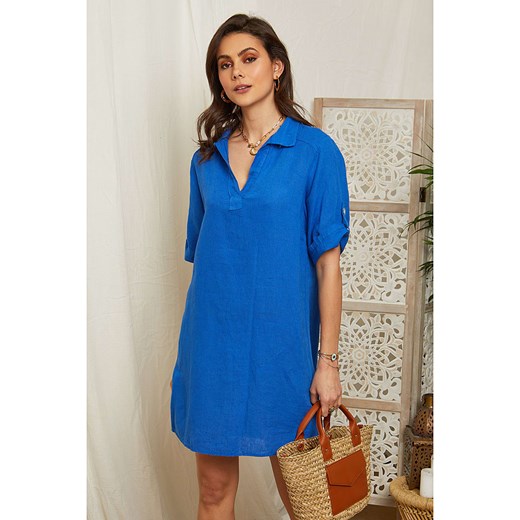 Lin Passion Lniana sukienka w kolorze niebieskim Lin Passion 34/36 wyprzedaż Limango Polska