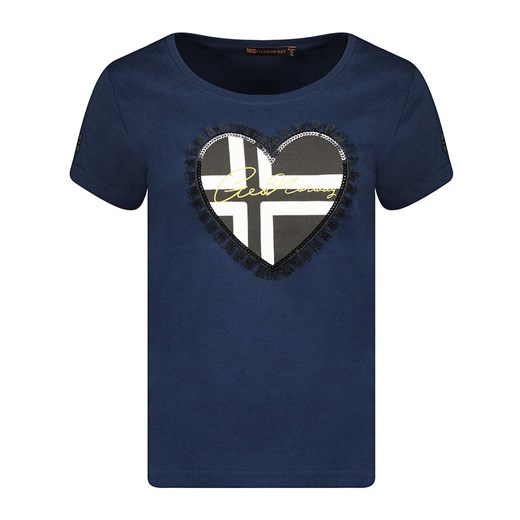 Geographical Norway T-shirt &quot;Jeduction&quot; w kolorze granatowym ze sklepu Limango Polska w kategorii Bluzki damskie - zdjęcie 163671540