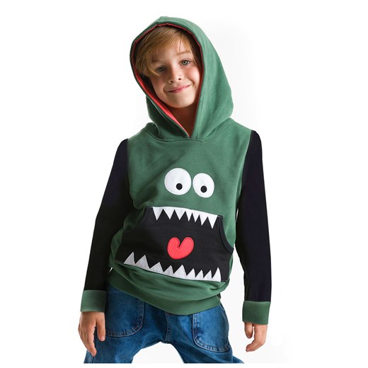 Denokids Bluza "Toothy" w kolorze czarno-zielonym - id: 11759768 - marki Denokids - 163673871 Denokids Bluza "Toothy" w kolorze czarno-zielonym ze sklepu Limango Polska w kategorii Bluzy chłopięce - zdjęcie 163673871