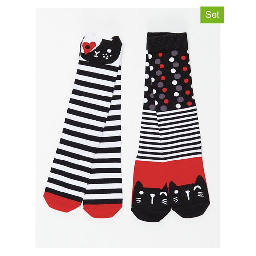 Denokids Podkolanówki (2 pary) w kolorze czarno-czerwono-białym ze sklepu Limango Polska w kategorii Skarpetki dziecięce - zdjęcie 163675281