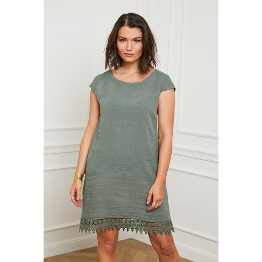 Curvy Lady Lniana sukienka w kolorze khaki ze sklepu Limango Polska w kategorii Sukienki - zdjęcie 163683762