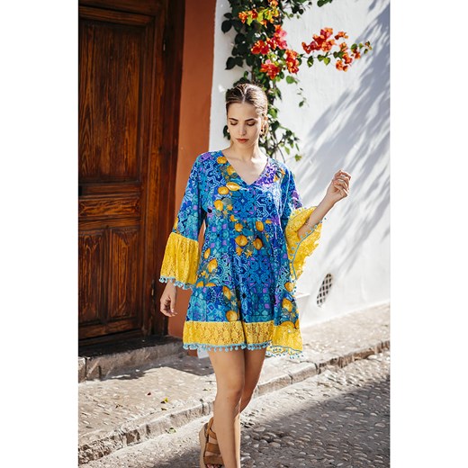 Isla Bonita by SIGRIS Sukienka w kolorze niebiesko-żółtym ze wzorem ze sklepu Limango Polska w kategorii Sukienki - zdjęcie 163690761