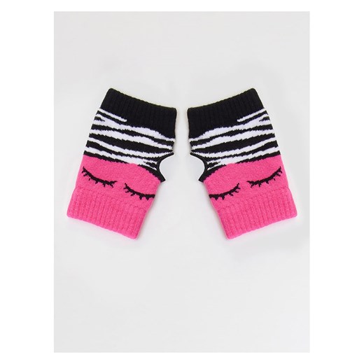 Denokids Ocieplacze &quot;Zebra&quot; w kolorze czarno-biało-różowym ze sklepu Limango Polska w kategorii Rękawiczki dziecięce - zdjęcie 163703873