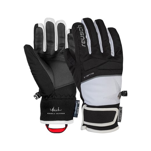 Reusch Rękawiczki narciarskie &quot;Mikaela Shiffrin R-TEX® XT&quot; w kolorze biało-czarnym ze sklepu Limango Polska w kategorii Rękawiczki dziecięce - zdjęcie 163708054