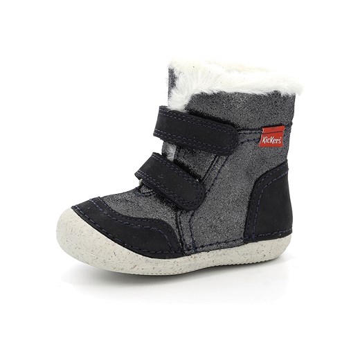 Kickers Skórzane kozaki zimowe &quot;Sosnowkro&quot; w kolorze granatowo-szarym ze sklepu Limango Polska w kategorii Buciki niemowlęce - zdjęcie 163710862