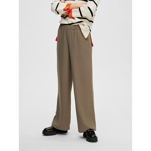 SELECTED FEMME Spodnie &quot;Tinni - Relaxed&quot; w kolorze khaki ze sklepu Limango Polska w kategorii Spodnie damskie - zdjęcie 163730363