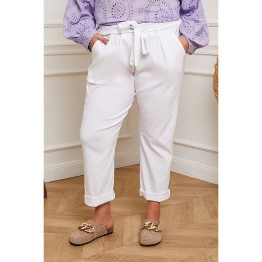Plus Size Company Spodnie &quot;Lirane&quot; w kolorze białym Plus Size Company 52 okazja Limango Polska