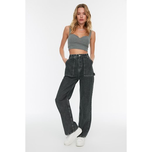 trendyol Dżinsy - Comfort fit - w kolorze antracytowym ze sklepu Limango Polska w kategorii Jeansy damskie - zdjęcie 163757244