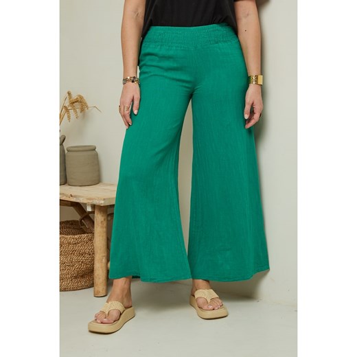 Curvy Lady Lniane spodnie w kolorze zielonym Curvy Lady 40/42 promocja Limango Polska