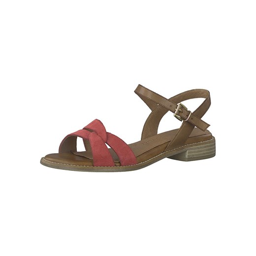 Marco Tozzi Skórzane sandały w kolorze czerwono-jasnobrązowym ze sklepu Limango Polska w kategorii Sandały damskie - zdjęcie 163790603