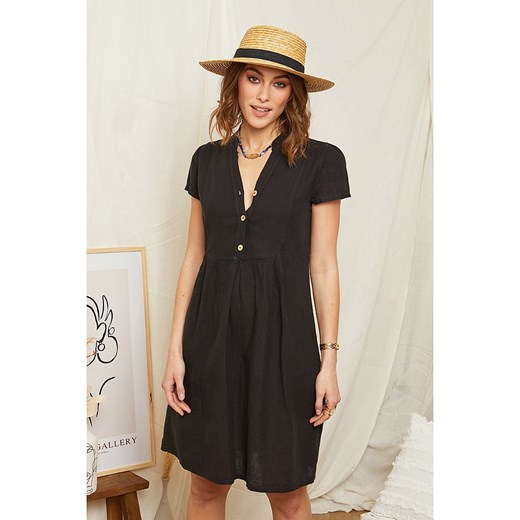 Rodier Lin Lniana sukienka w kolorze czarnym Rodier Lin L/XL okazyjna cena Limango Polska