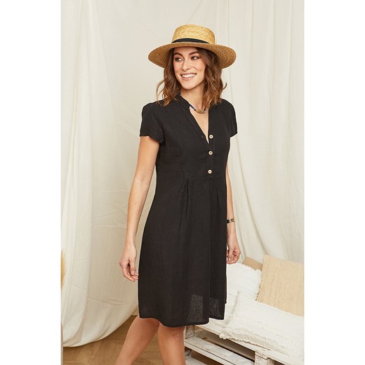 Rodier Lin Lniana sukienka w kolorze czarnym Rodier Lin S/M okazyjna cena Limango Polska