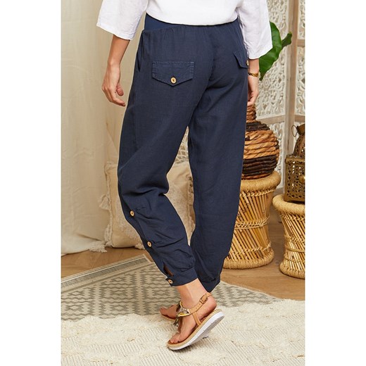 Lin Passion Lniane spodnie w kolorze granatowym Lin Passion 34/36 promocyjna cena Limango Polska