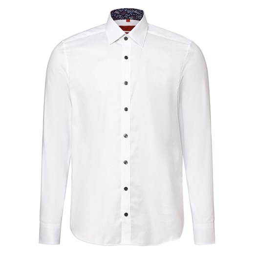 Finshley & Harding Koszula męska łatwa w prasowaniu Mężczyźni Slim Fit Bawełna biały wypukły wzór tkaniny ze sklepu vangraaf w kategorii Koszule męskie - zdjęcie 163819894