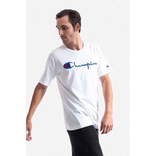 Champion t-shirt bawełniany kolor biały z aplikacją 216547-WW001 ze sklepu PRM w kategorii T-shirty męskie - zdjęcie 163820933