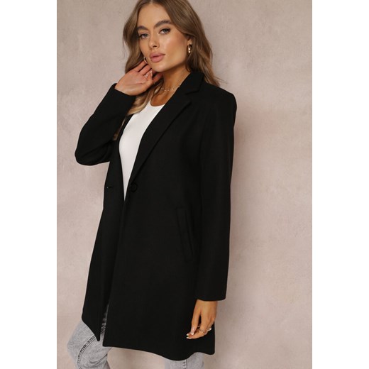 Czarny Płaszcz Jednorzędowy Bulah ze sklepu Renee odzież w kategorii Płaszcze damskie - zdjęcie 163823312