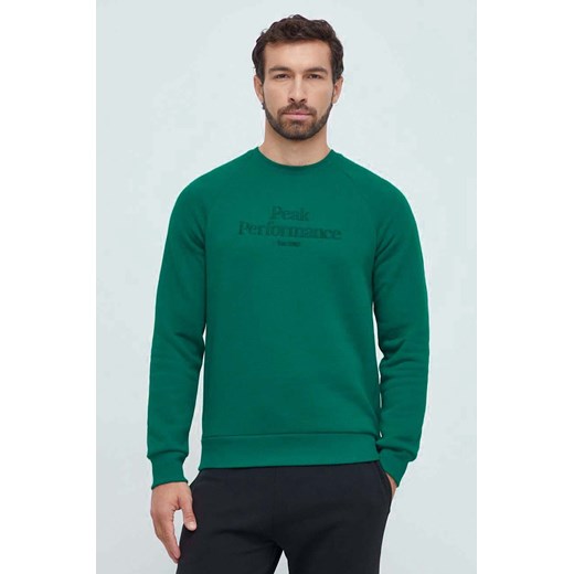 Peak Performance bluza męska kolor zielony z kapturem gładka ze sklepu ANSWEAR.com w kategorii Bluzy męskie - zdjęcie 163824721